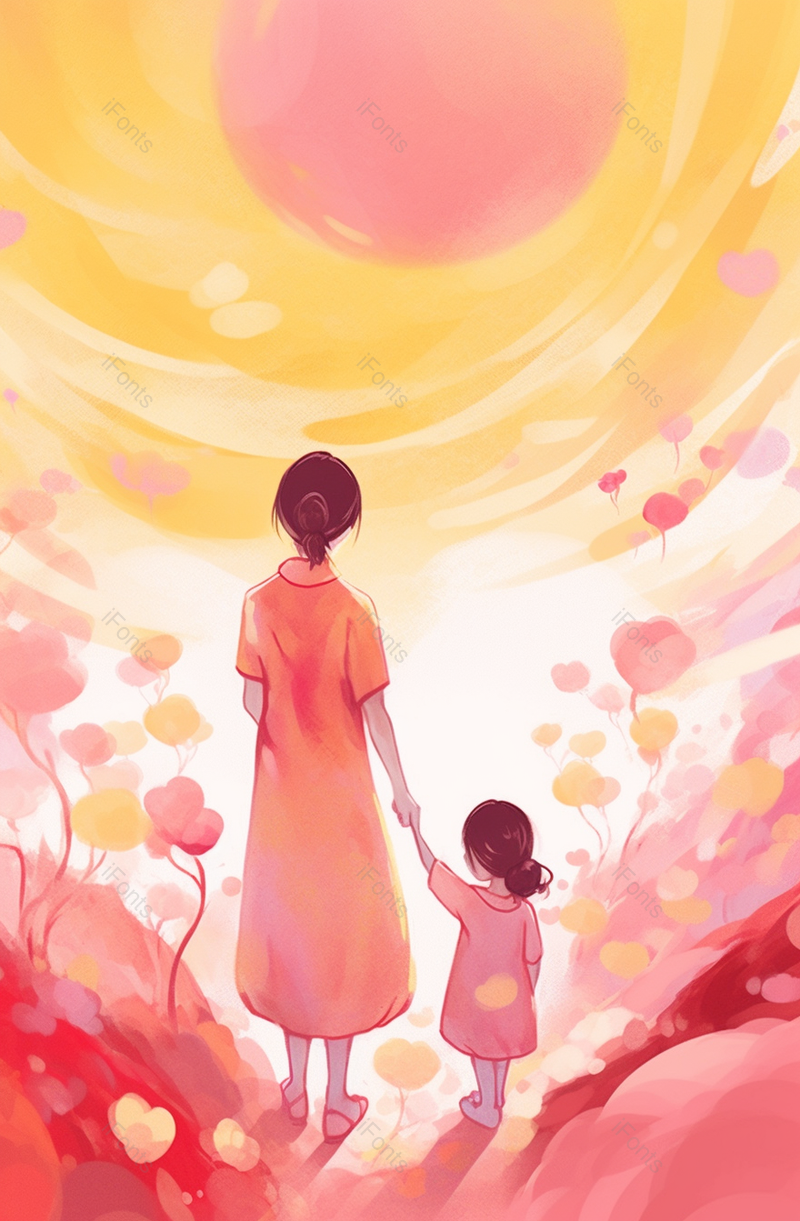 温馨手绘母亲节插画海报效果背景图,插画/手绘图,插画/手绘图库,插画/手绘图下载,插画/手绘